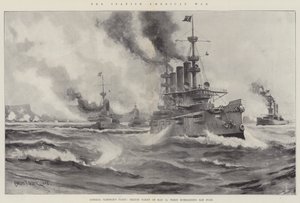 La guerra hispanoamericana, la flota del almirante Sampson, boceto tomado el 12 de mayo, cuando bombardeaba San Juan